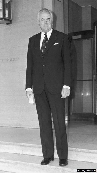 Former Australian Prime Minister Gough Whitlam on his way to an audience with Queen Elizabeth II at Buckingham Palace, 29 June 1976