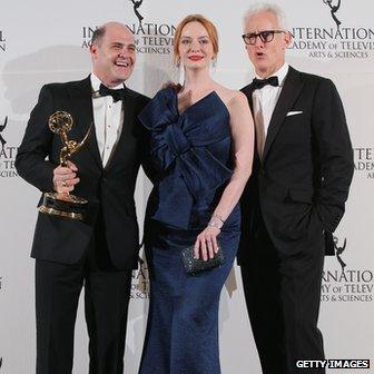 Mad Men creator Matthew Weiner with Christina Hendricks and John Slattery