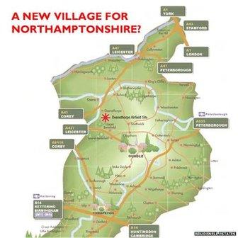 Map showing the located of the Deenethorpe Airfield site