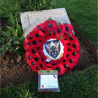 The Northampton Saints wreath at the grave of Blair Swannell