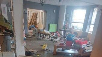 Flood damaged room