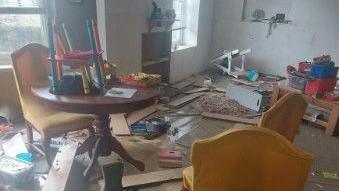 Flood damaged room