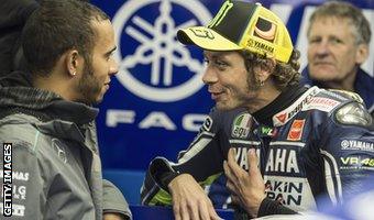 Lewis Hamilton (left) and Valentino Rossi