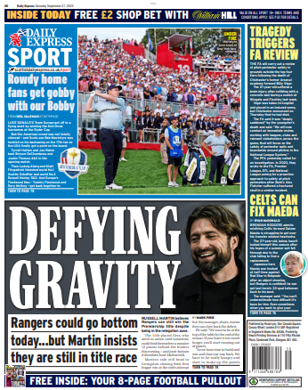The back page of the Scottish Daily Express on 270925