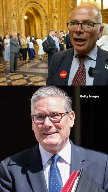 A split screen image of Simon Opher MP and Keir Starmer