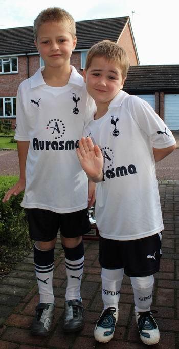 Ollie and brother Alfie in football strips