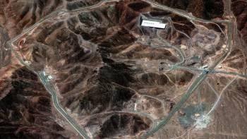 Satellite image of Fordo, buried deep beneath a mountain