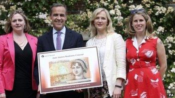 Caroline Criado-Perez with Mark Carney and two female MPs