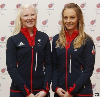 Kelly Gallagher (left) and her guide Charlotte Evans