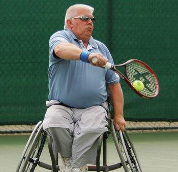 Keith Whiley playing wheelchair tennis