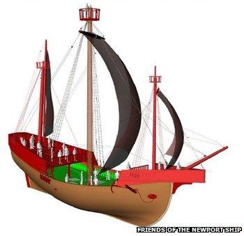 Graphic image of Newport medieval ship