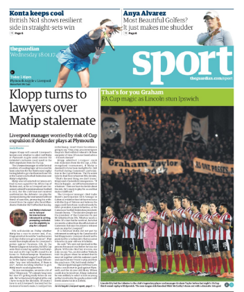 The back page of the Guardian