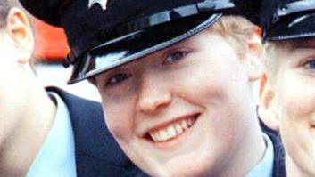 A close-up of firefighter Fleur Lombard who smiles at the camera