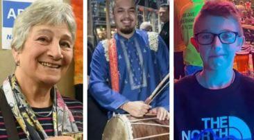 A composite picture of three people who are subjects of quiz questions this week.