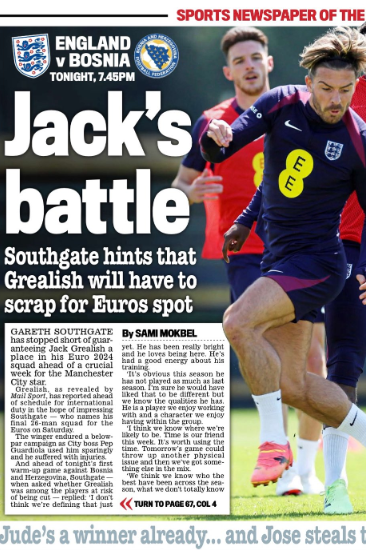 Back page of the Daily Mail on 3 June 2024