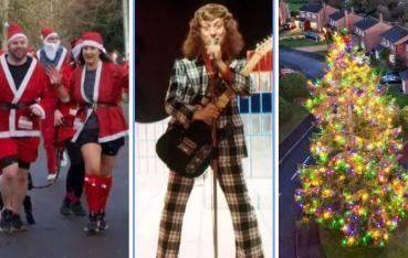 A composite picture of three shots featuring a Santa dash, Noddy Holder and a 50ft tall Christmas tree subjects of quiz questions this week.