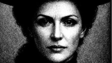 An AI-generated image of Leslie James, comprised from grainy photos, contemporary sketches, and eye-witness accounts of her appearance. In black and white, she is wearing a dark hat of the period atop curly hair tied back in a ponytail