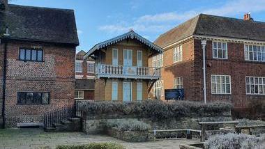 Charles Dickens' Swiss chalet in Eastgate Gardens, Rochester High Street.