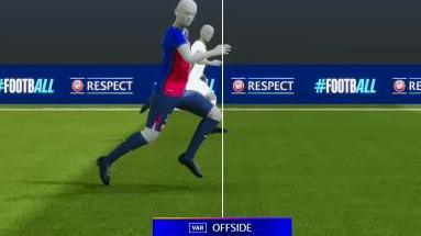 A graphic showing a semi-automated offside decision