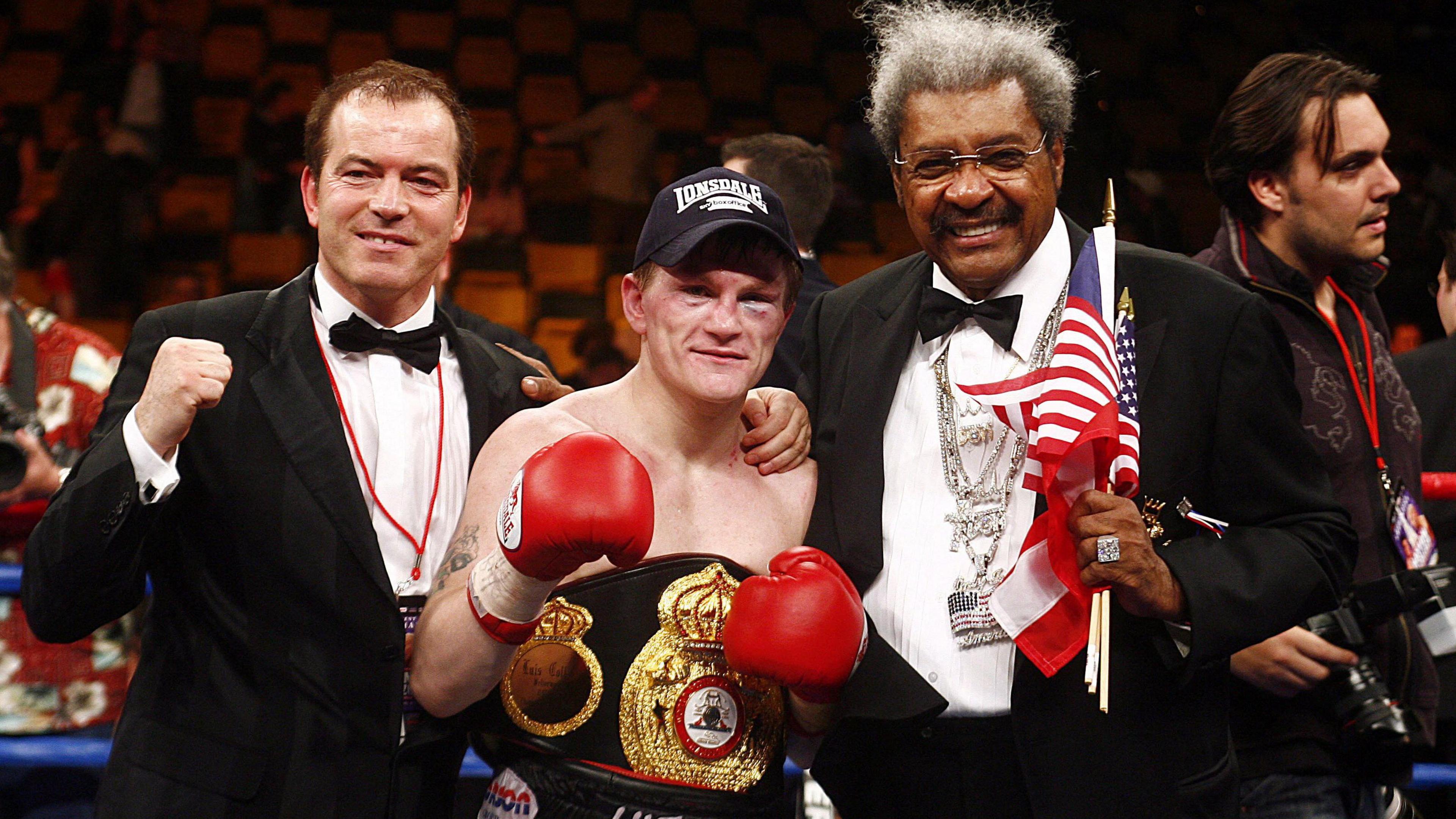 Ricky Hatton with promoters Dennis Hobson and Don King 