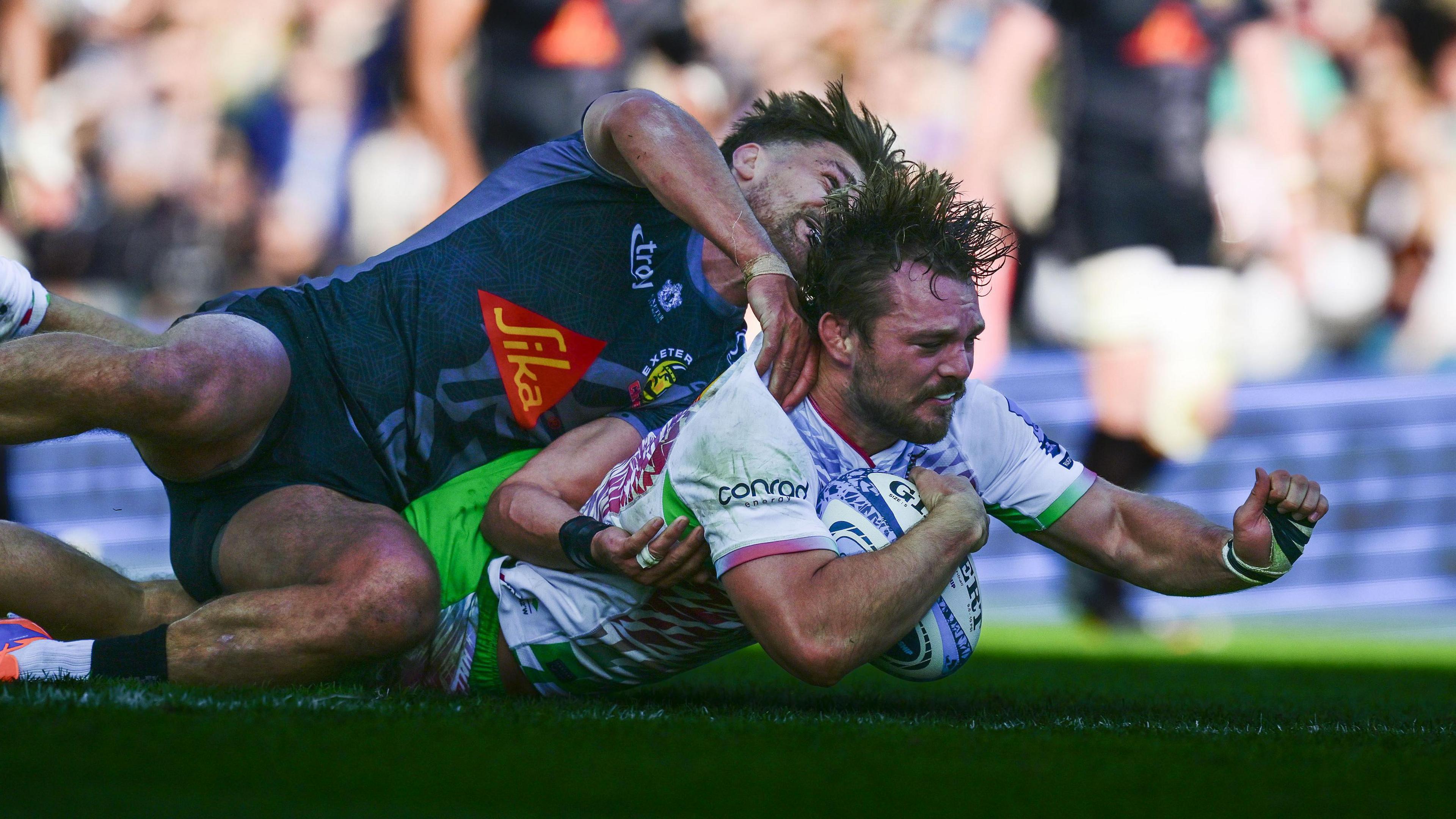 Will Evans scores his first try against Exeter