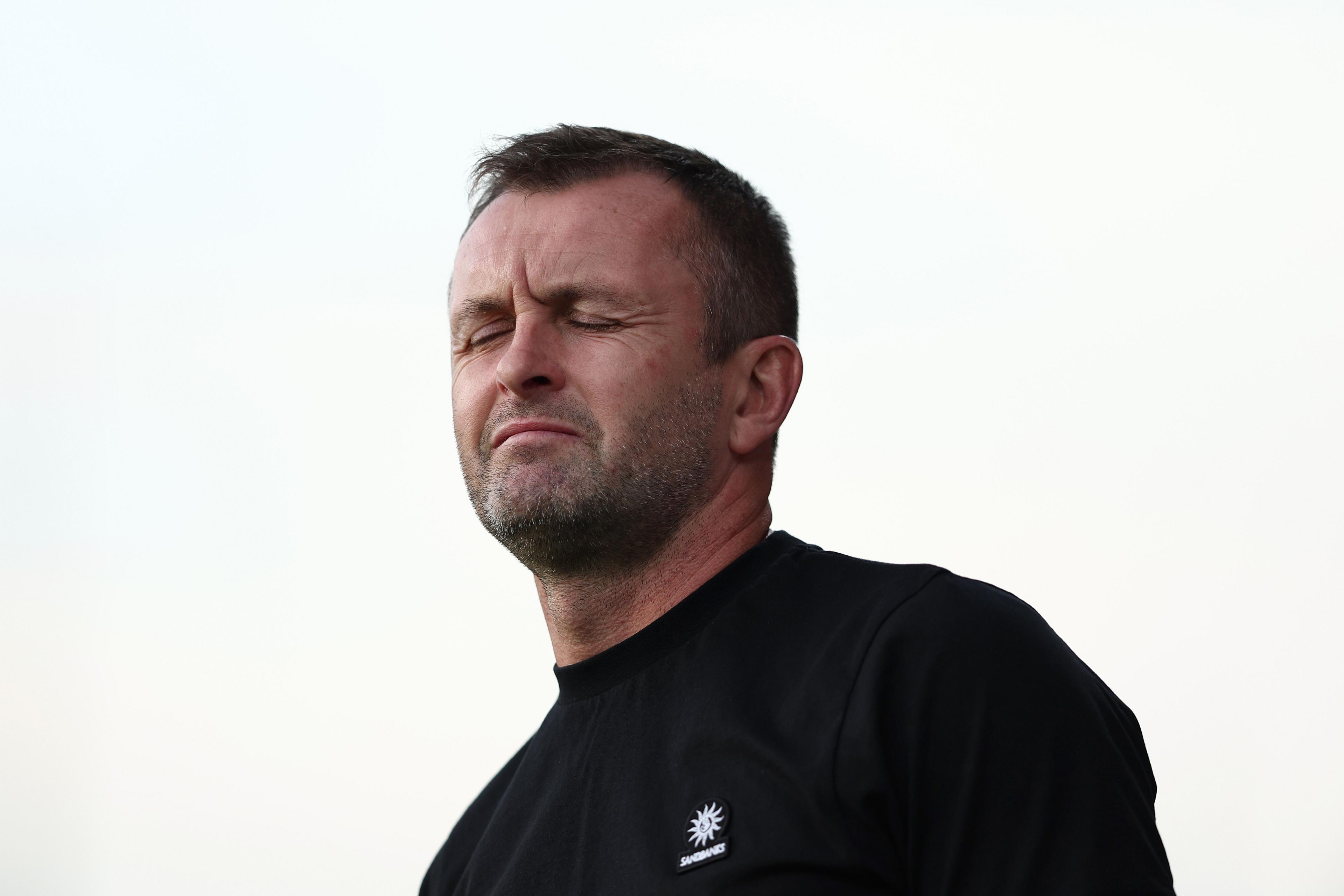 Nathan Jones with eyes shut