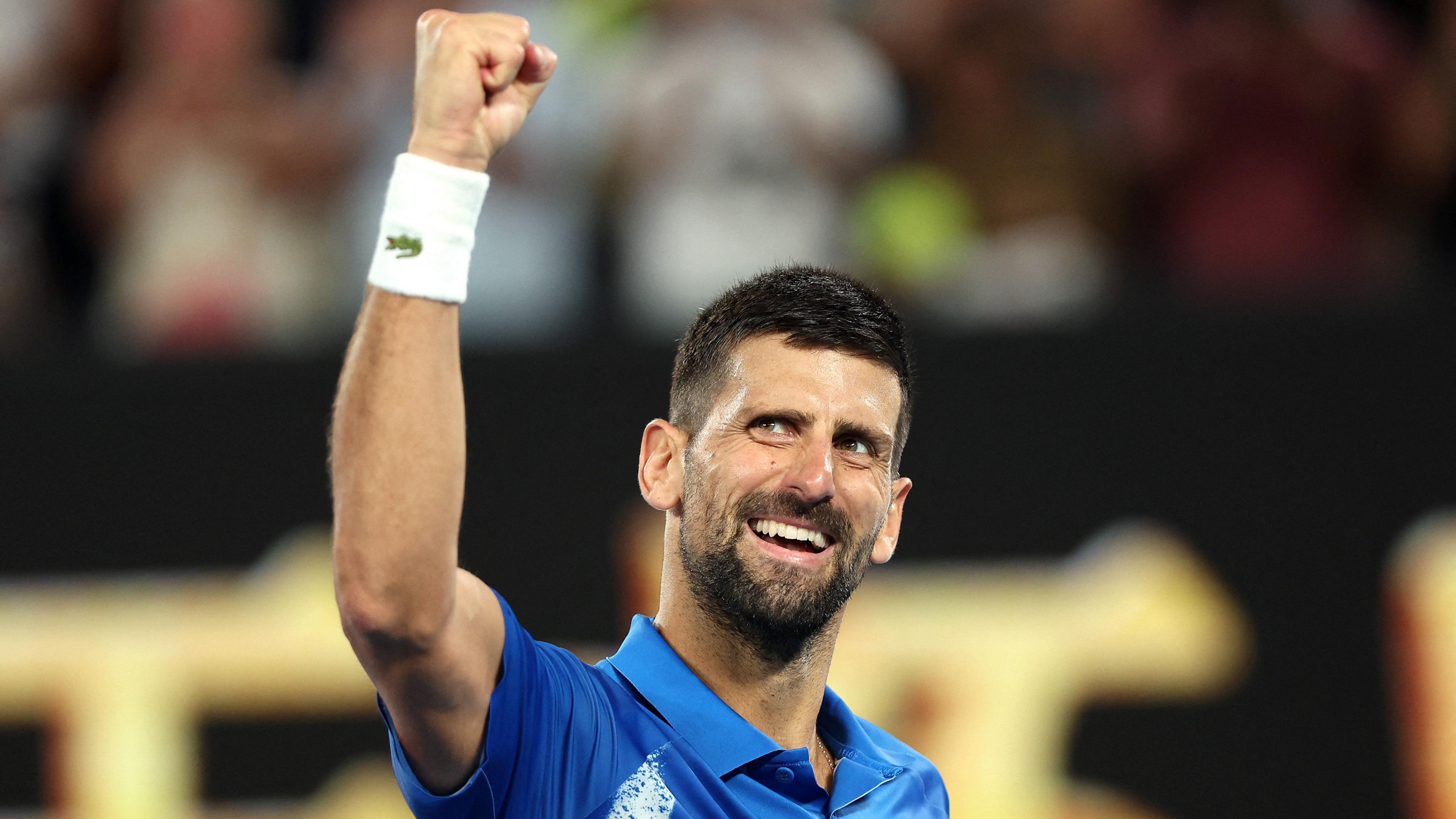 Novak Djokovic celebrates