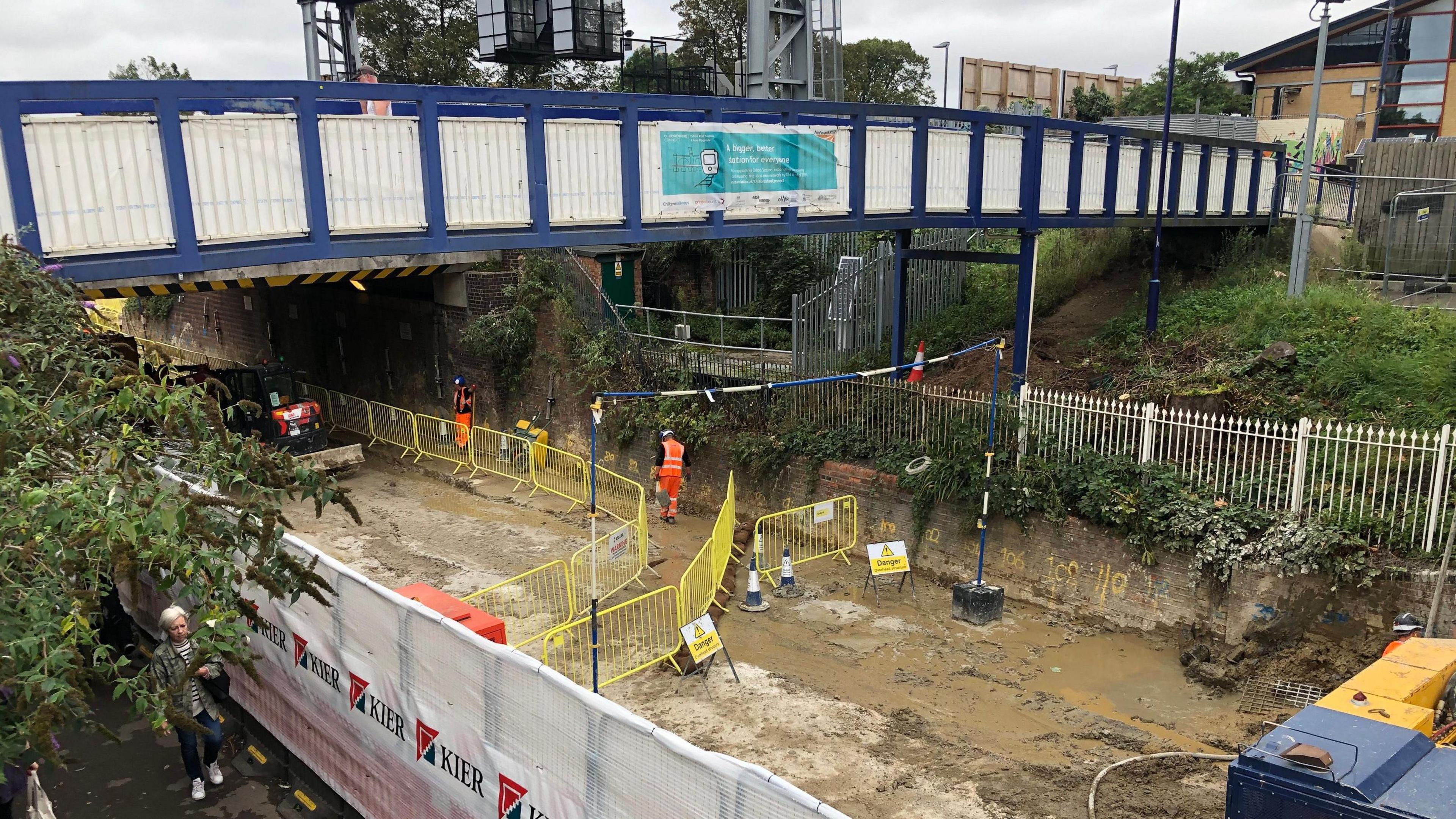 Workers in Botley Road working as part of the rail works.