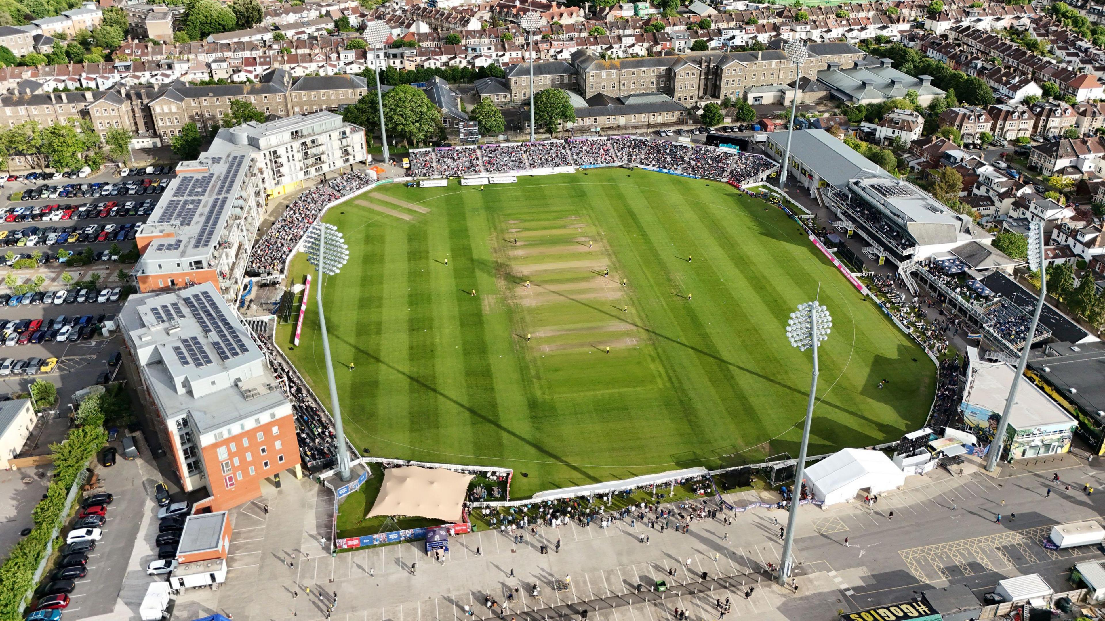 An aerial view of Gloucestershire's Seat Unique Stadium County Ground