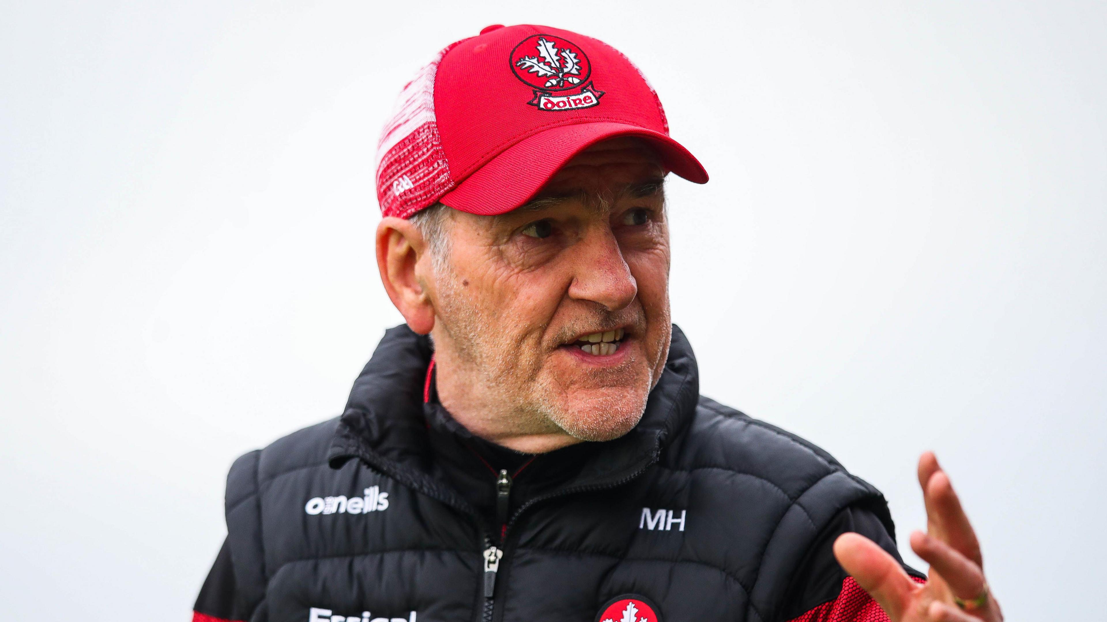 Mickey Harte gives instructions during the defeat by Galway last month