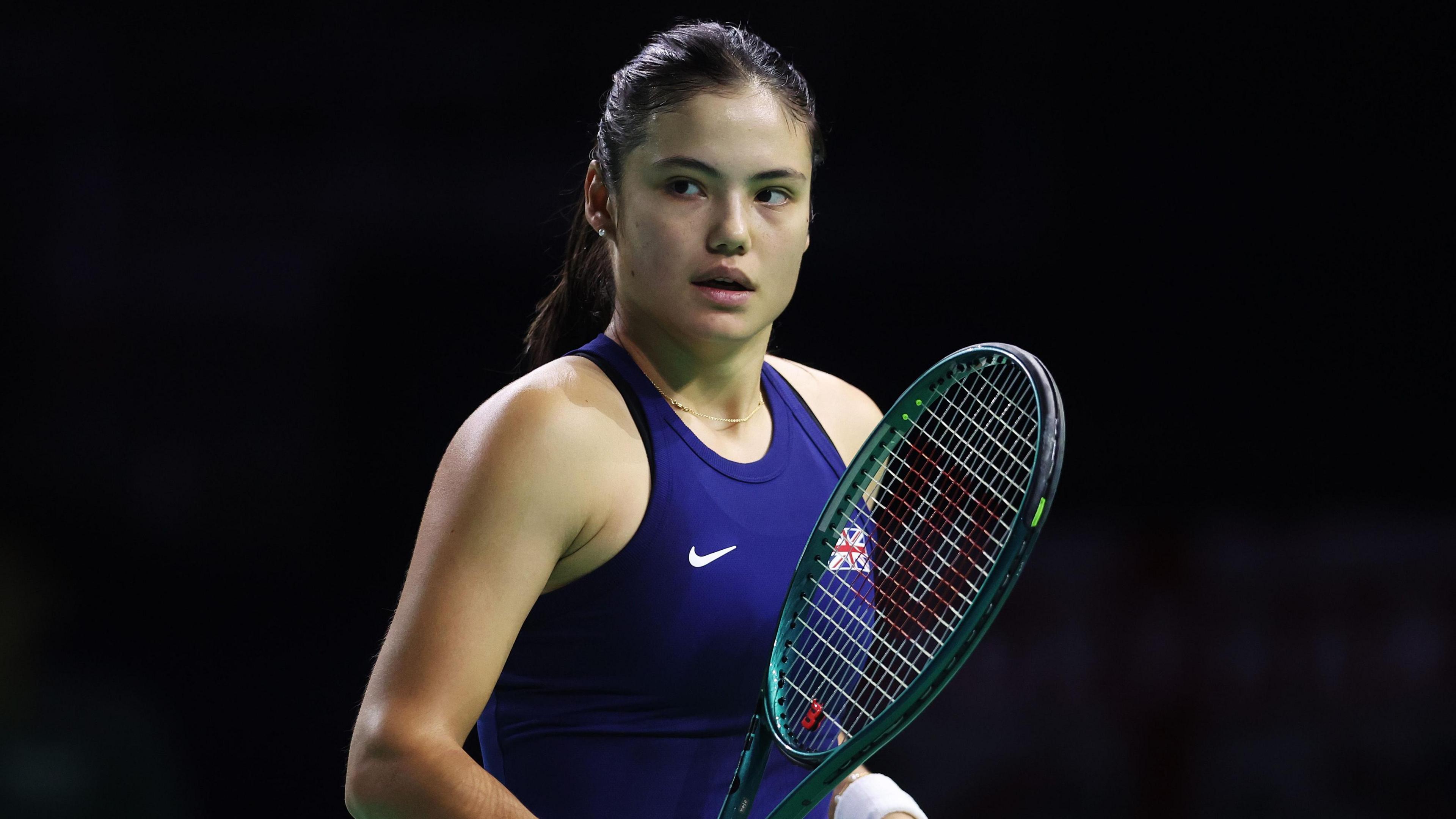 Emma Raducanu playing for Great Britain in the semi-finals of the Billie Jean King Cup against Slovakia in November 2024