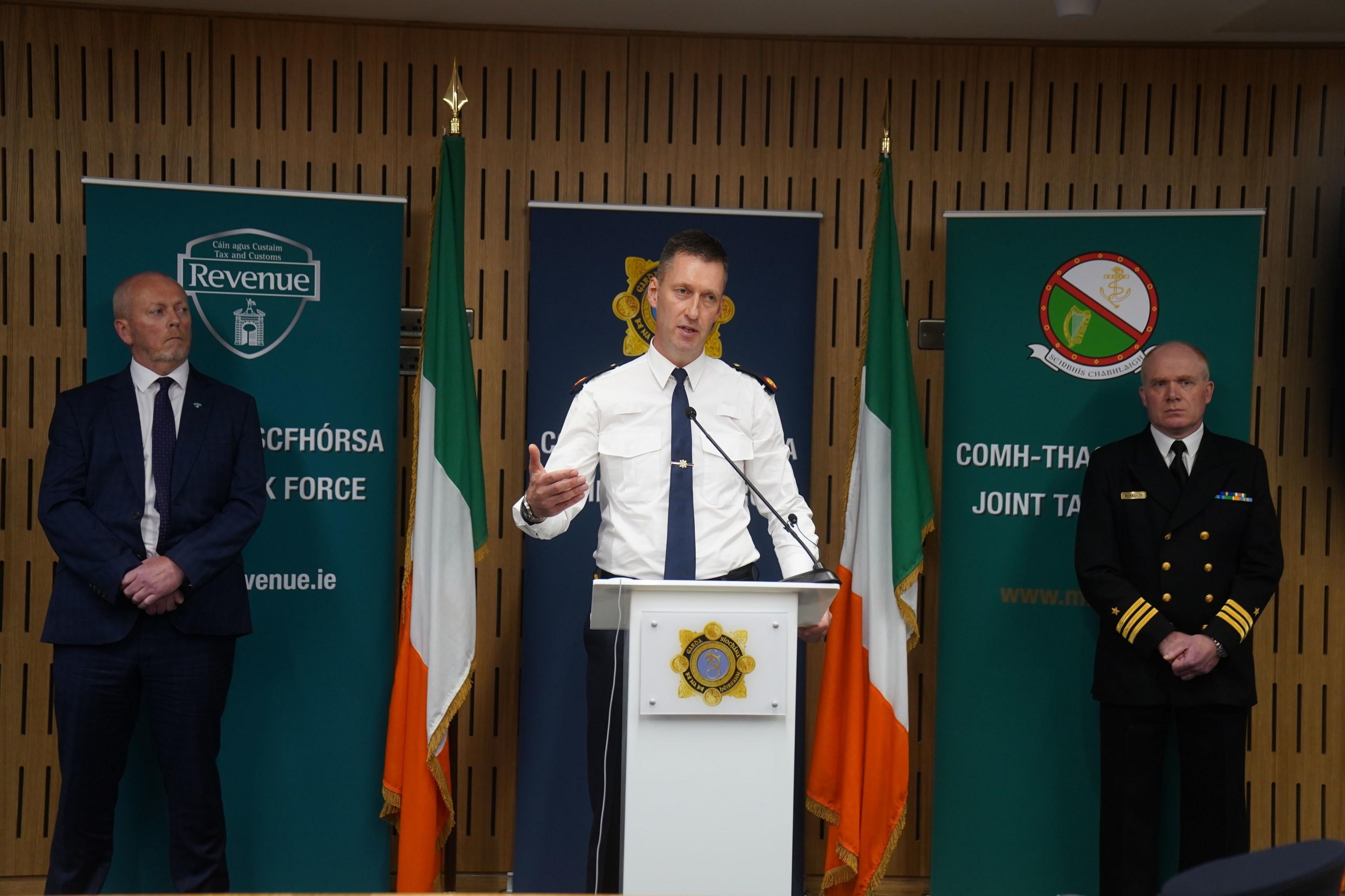 Gerry Harrahill, Garda Assistant Commissioner Justin Kelly and Cdr Tony Geraghty held a press conference on Wednesday