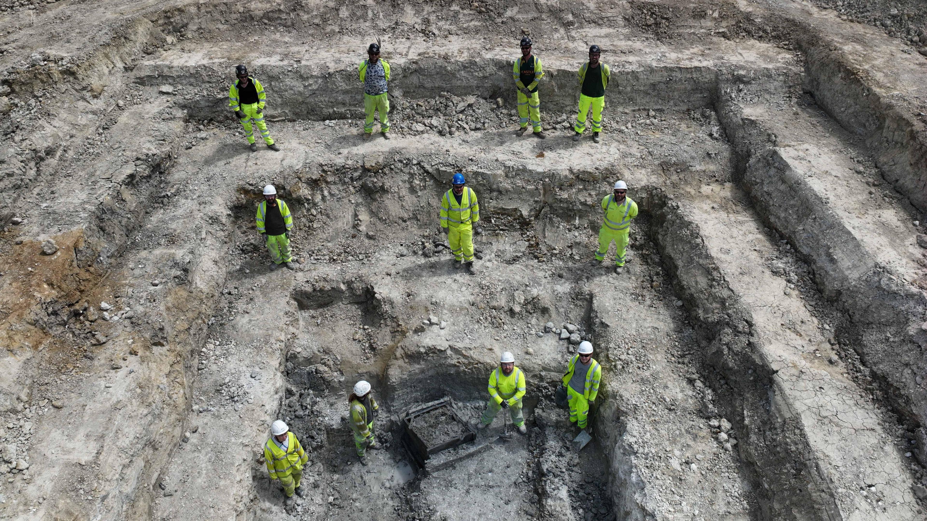 Archaeologists working at a site on the A428