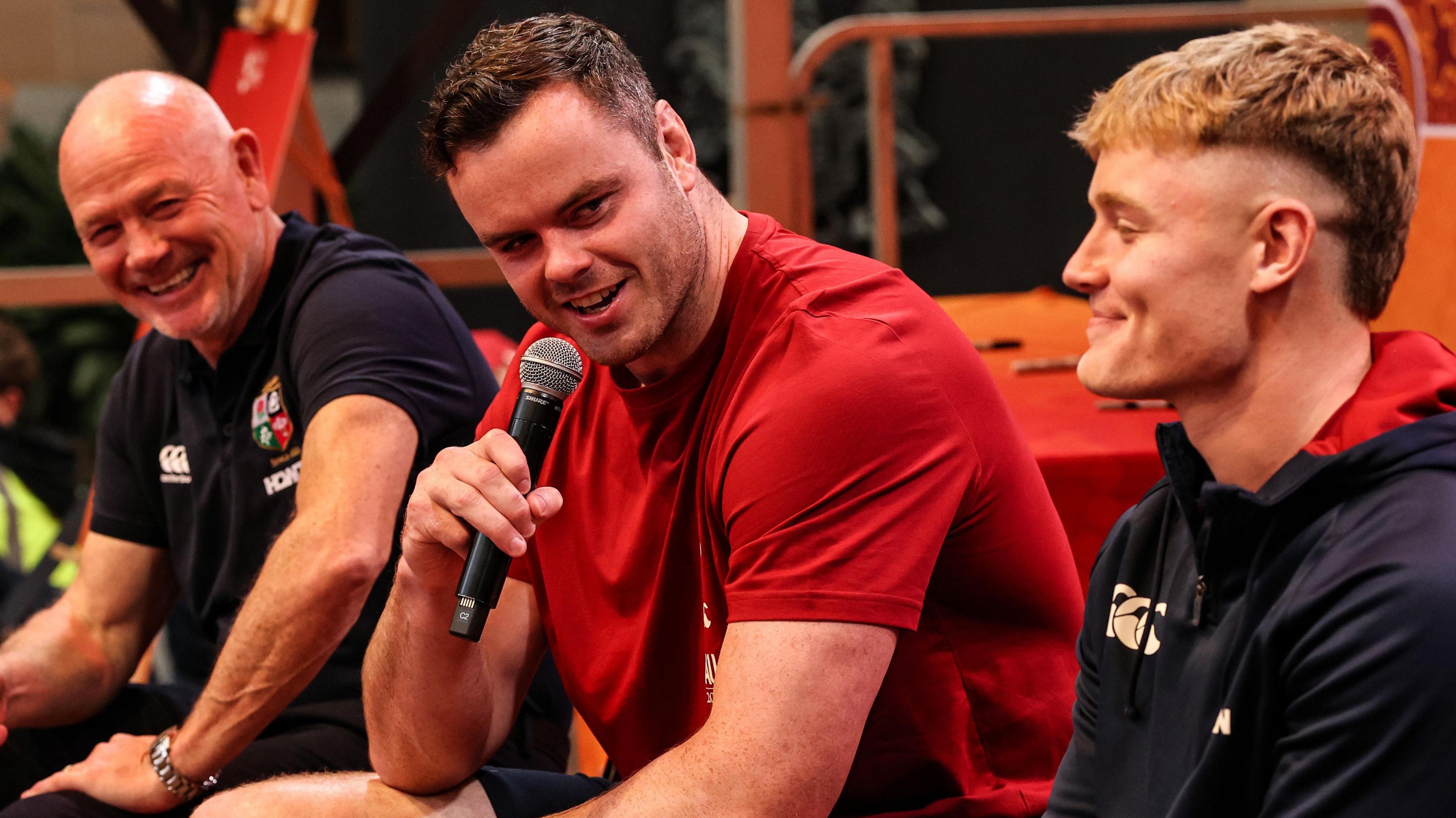 James Ryan and Fin Smith with Ieuan Evans