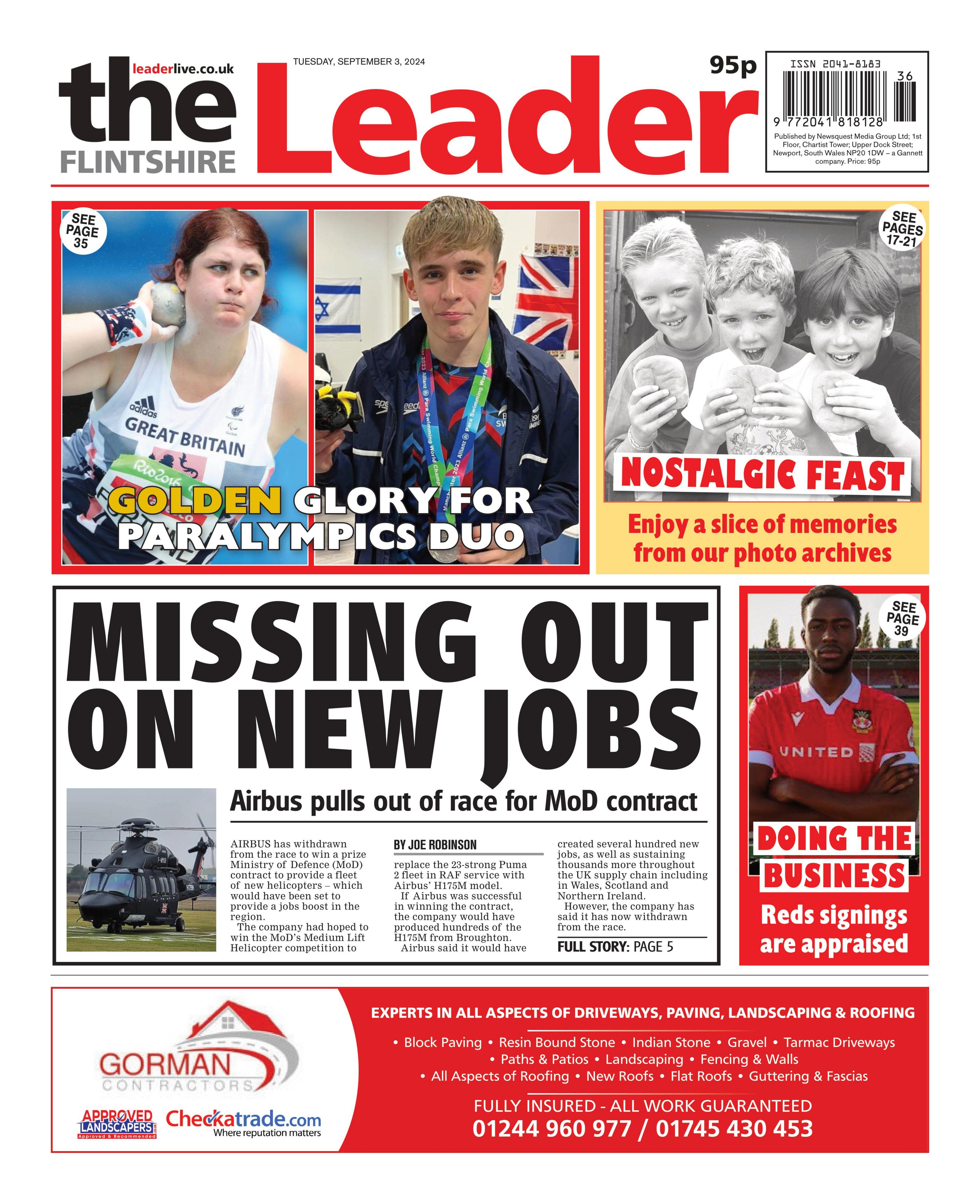 Front page of the Flintshire Leader