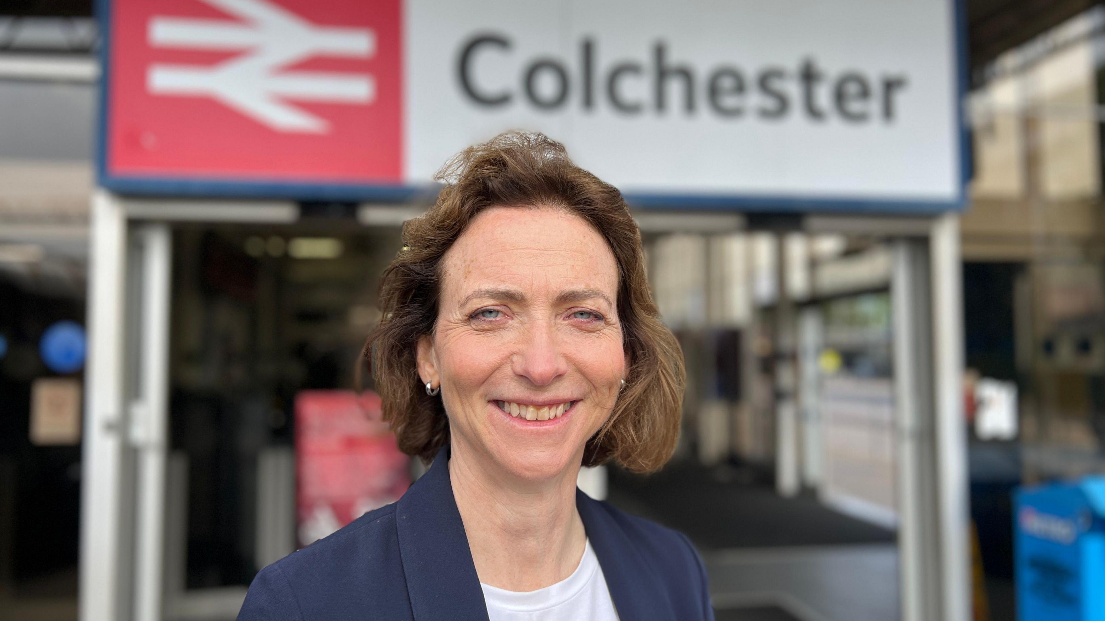 Pam Cox at Colchester railway station