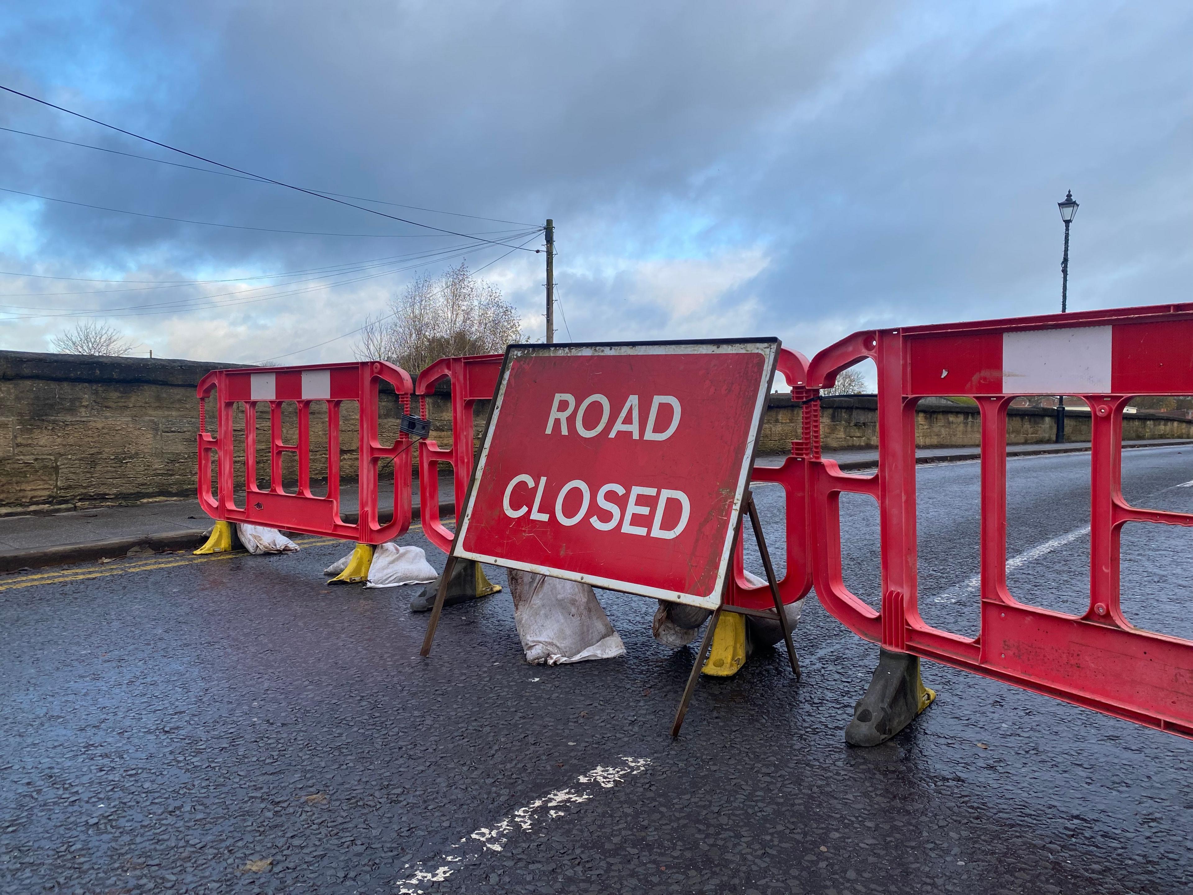 Road closure sign