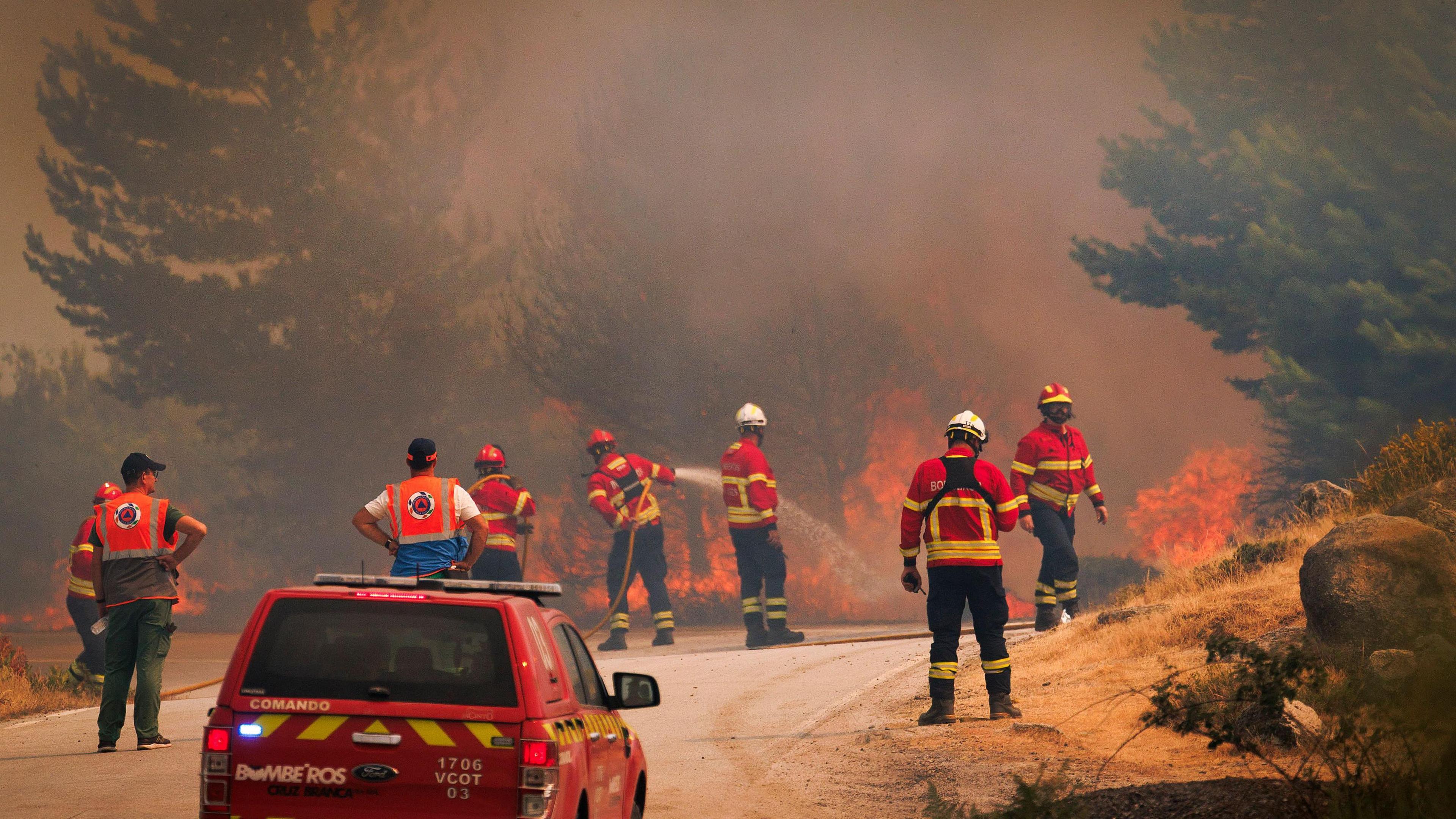 Forest fire in Vila Real, Portugal.