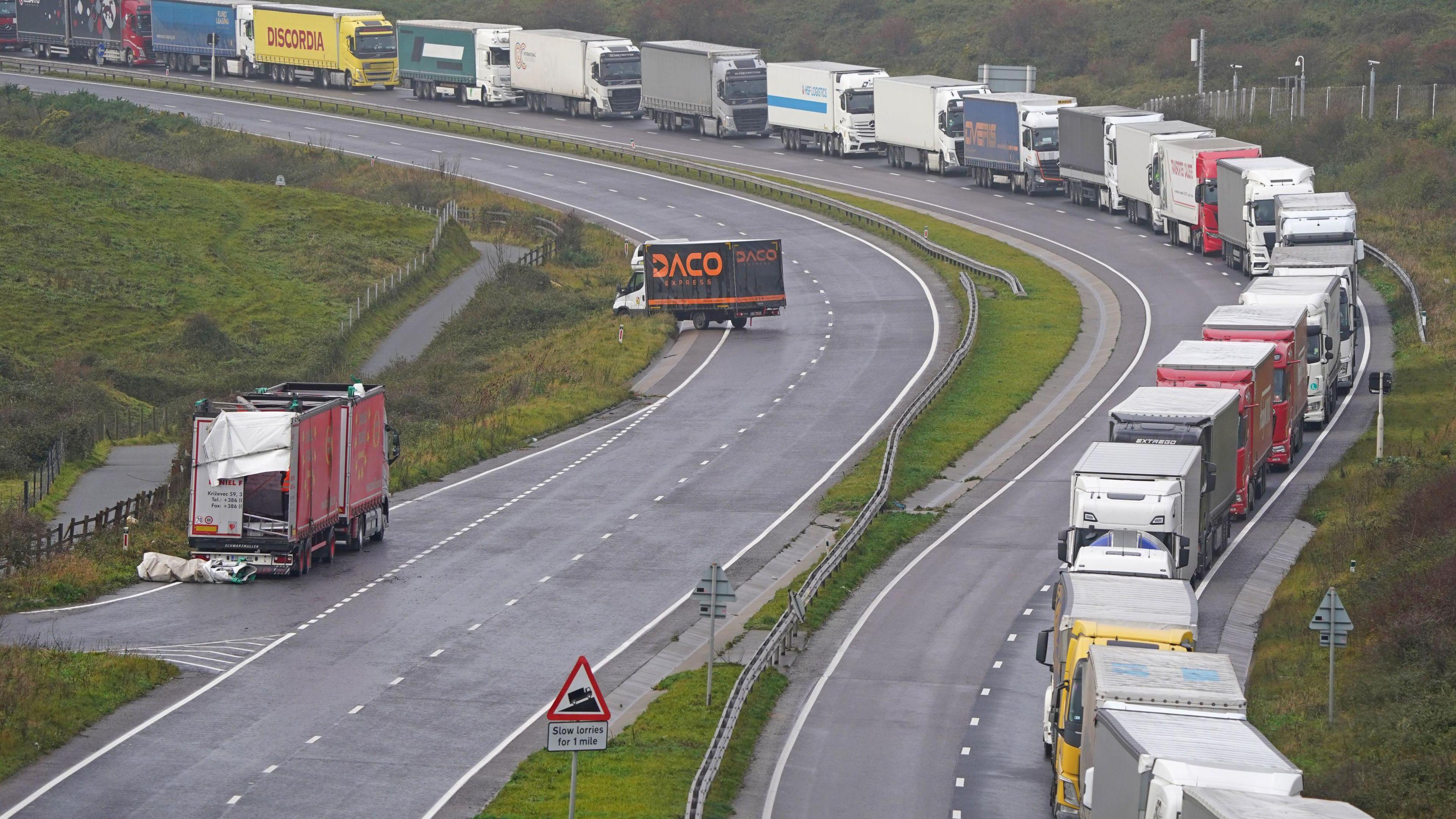 Lorries queuing