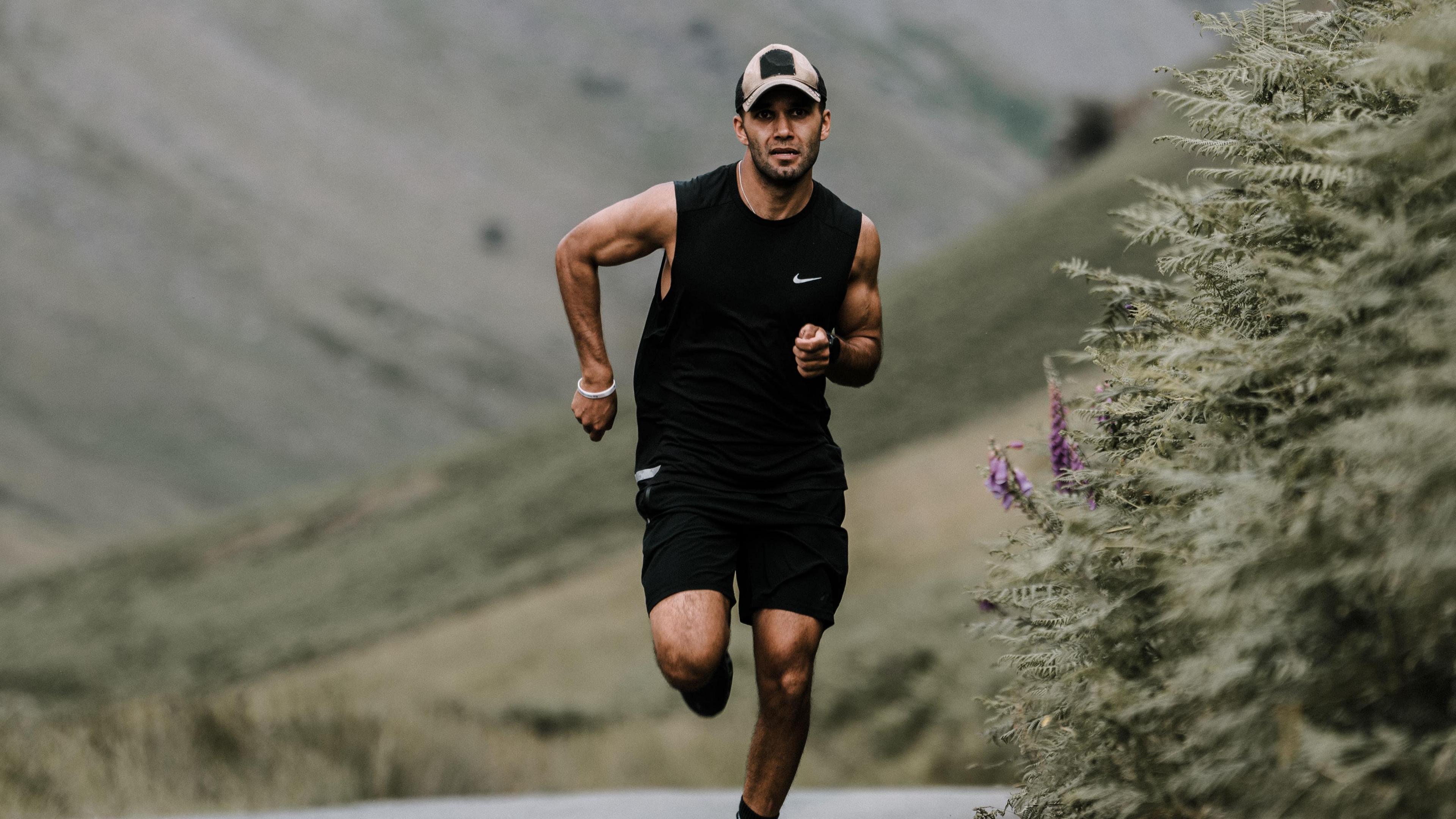 Ibi Akhtar running towards the camera