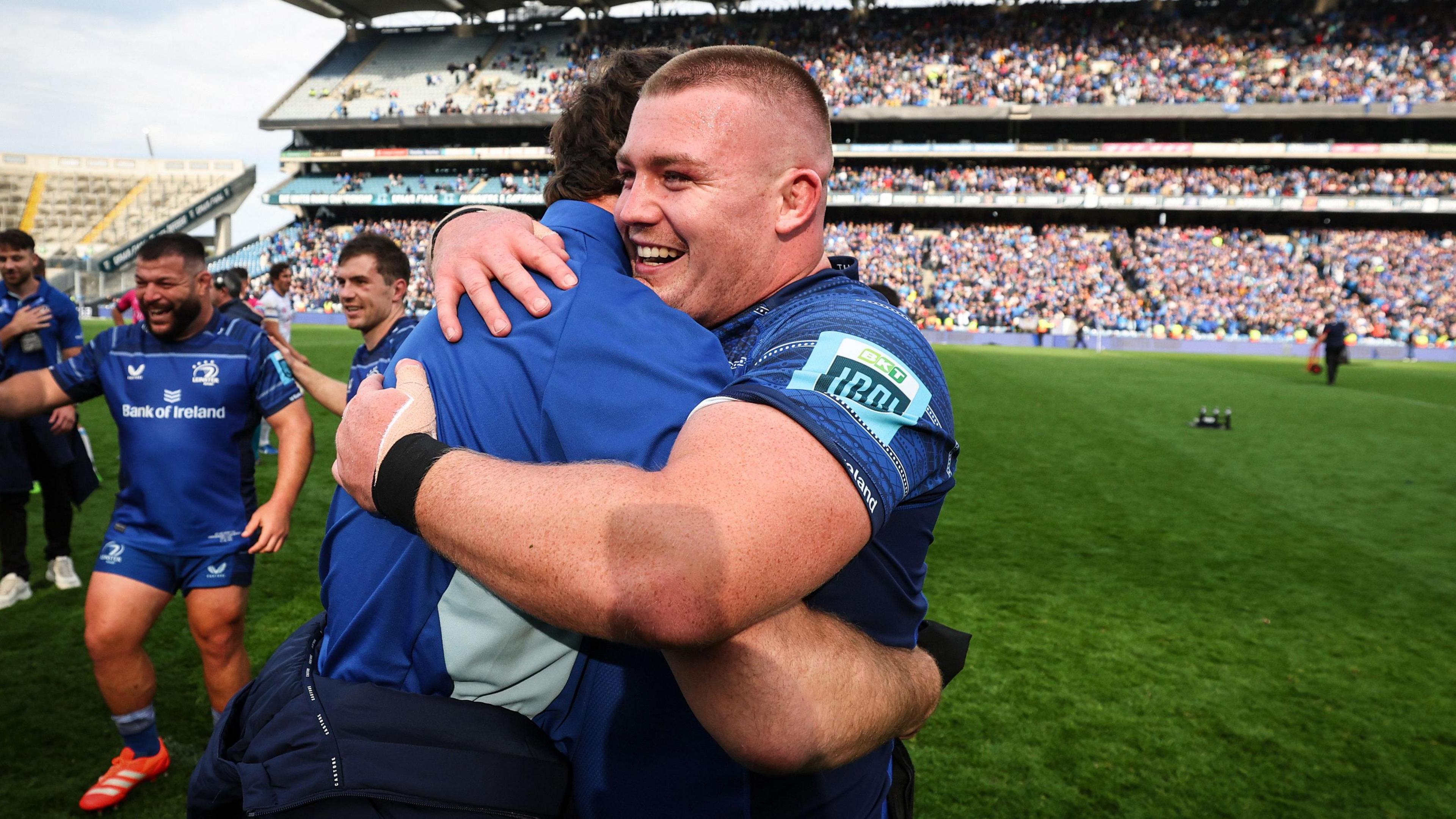 Jack Boyle celebrates Leinster's URC victory