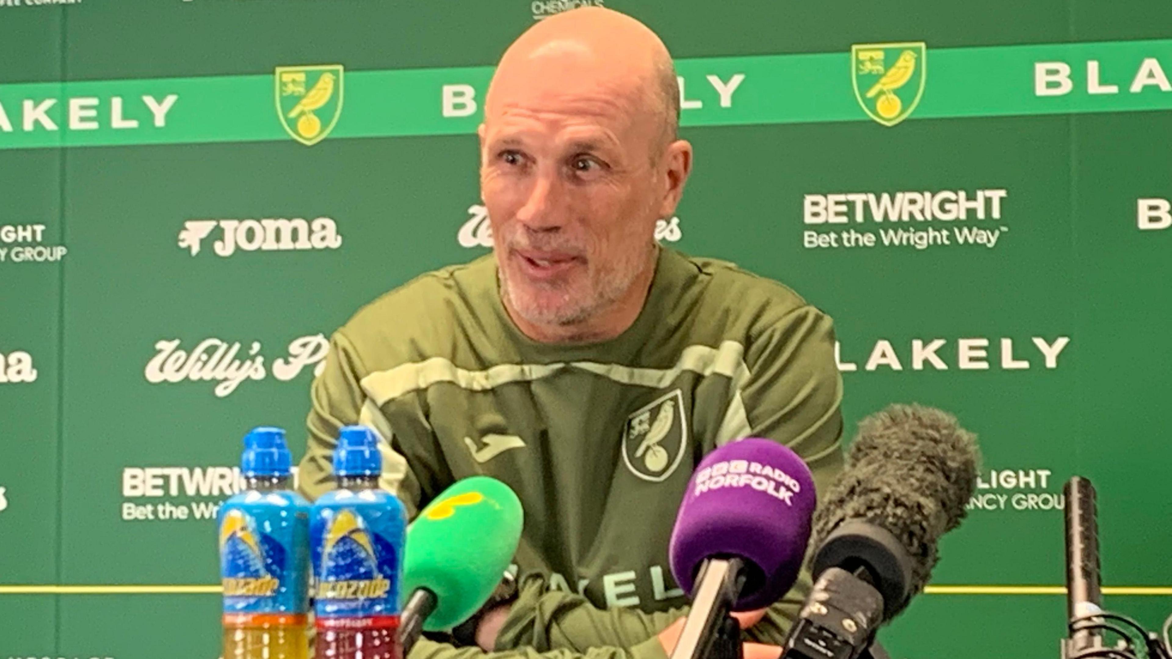 Philippe Clement at his first press conference as Norwich City head coach