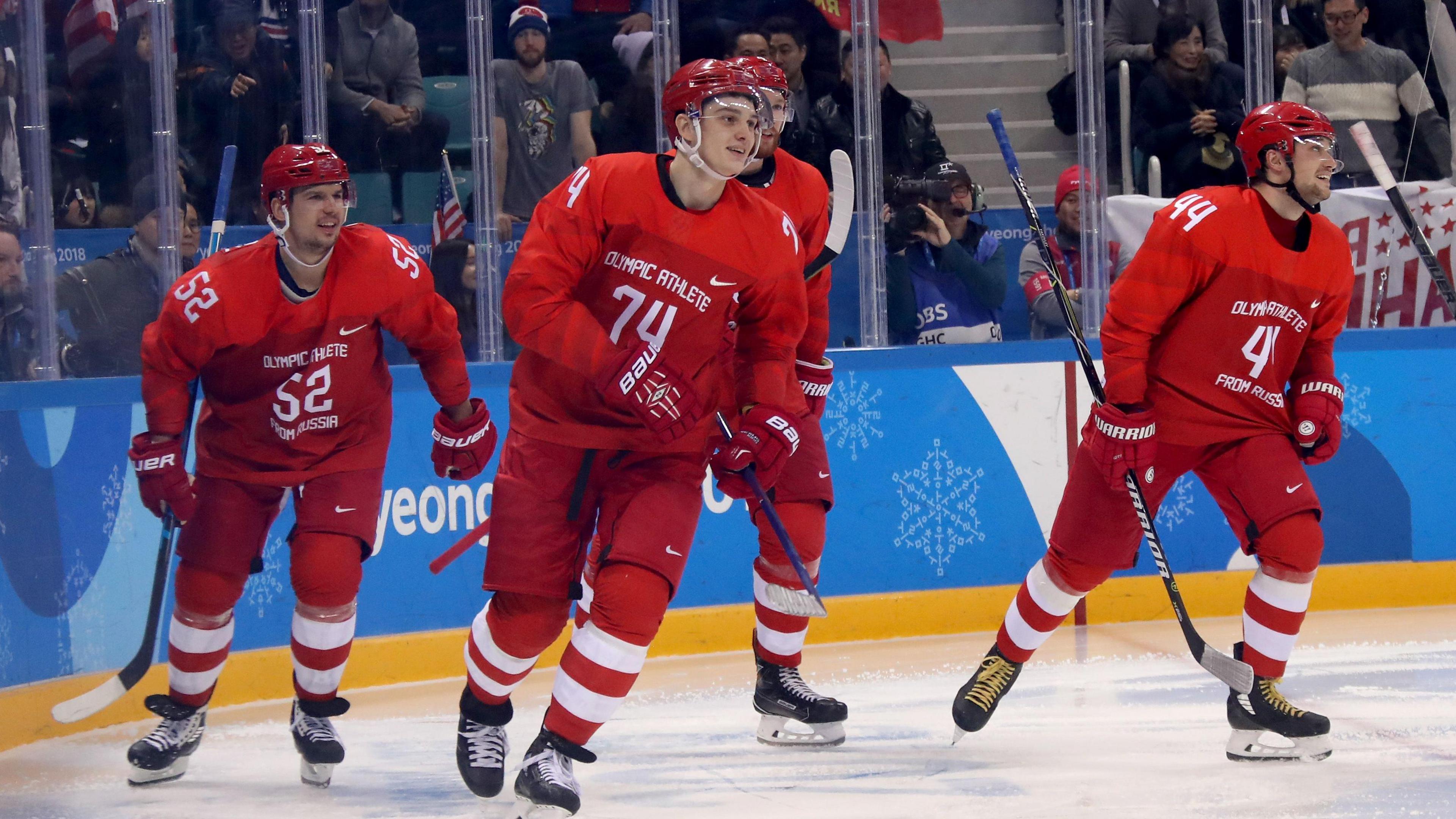 The Olympic Athletes from Russia in action at the 2018 Winter Olympics