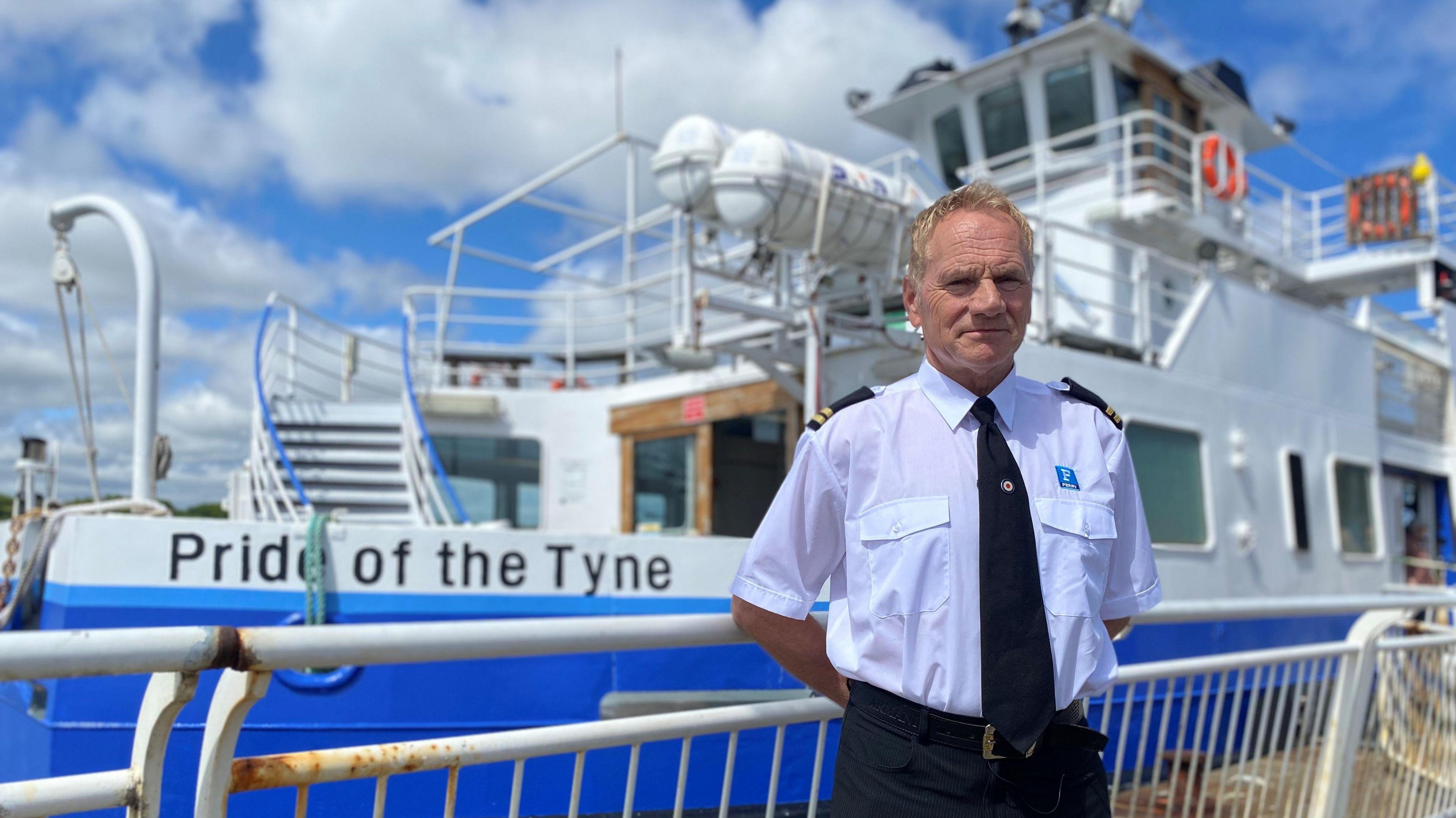 Chris McGuinness in front of the Shields Ferry