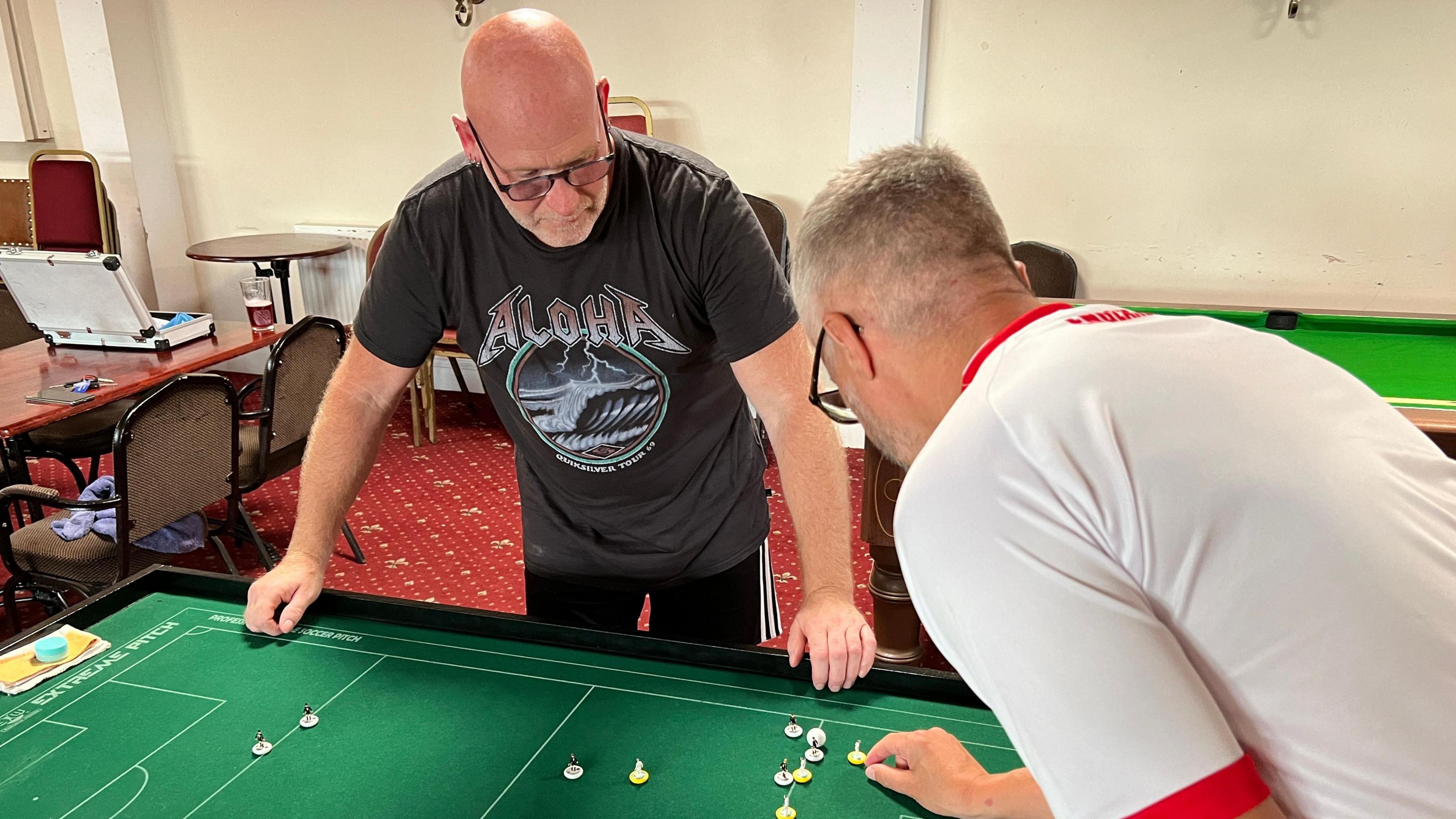 Mick and Aaron playing subbuteo