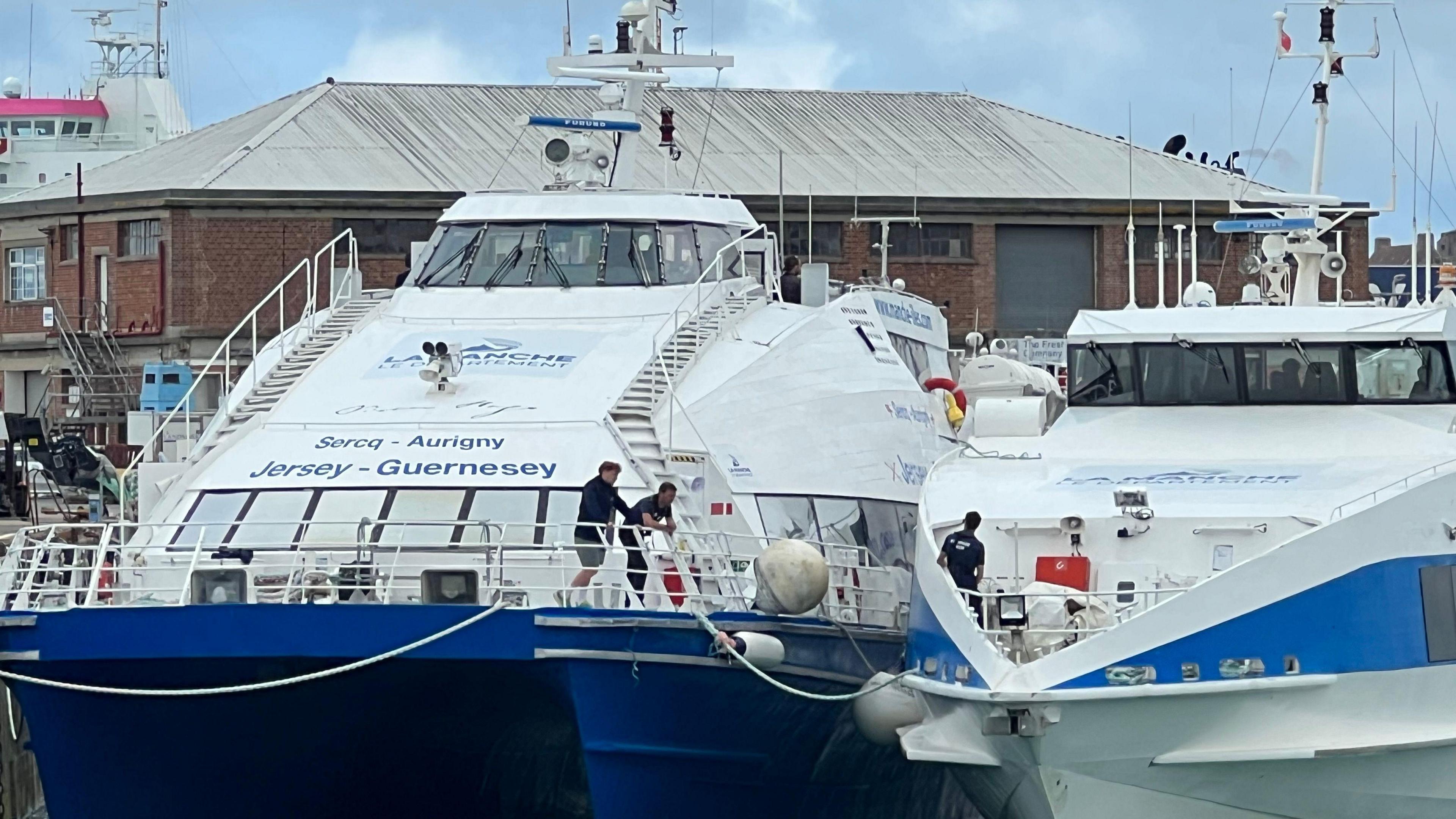 Two ferries in harbour