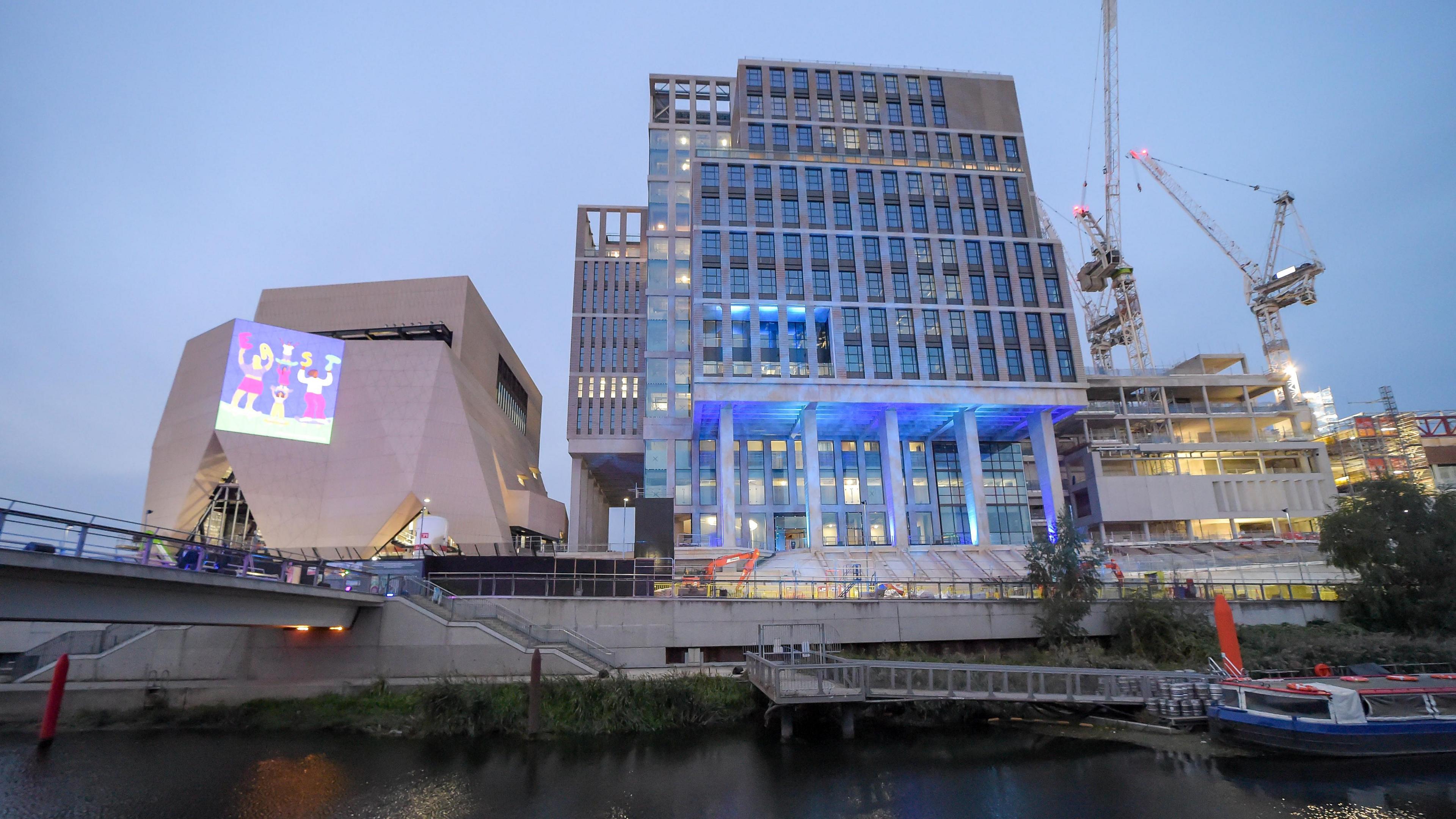 Exterior of buildings situated in London's East Bank