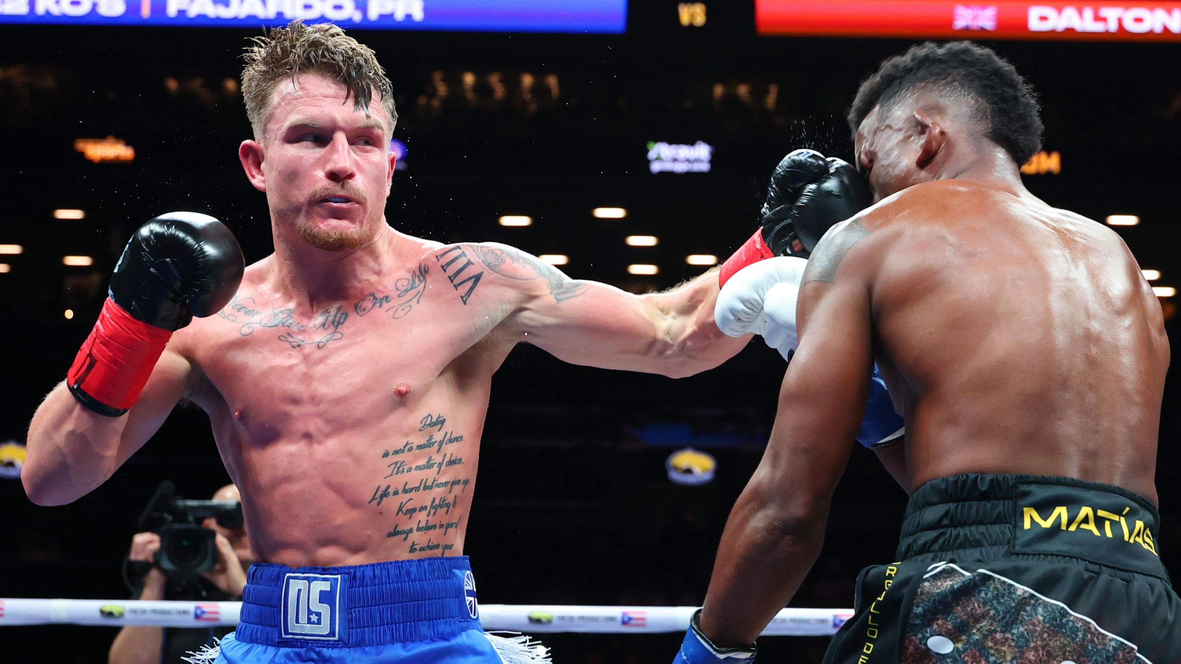 Dalton Smith (left) punches Subriel Matias during their WBC super lightweight championship bout in New York