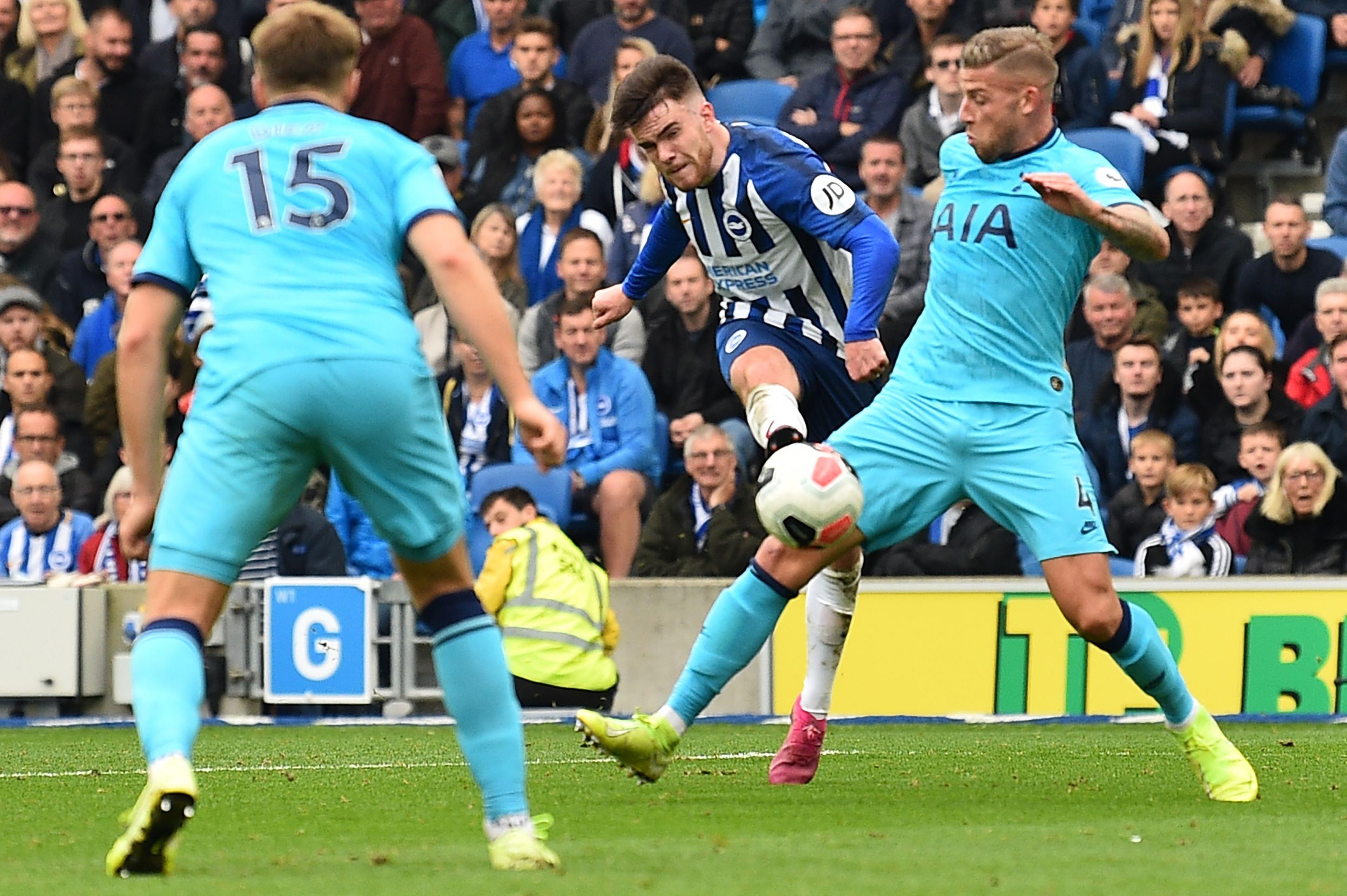 Aaron Connolly scoring for Brighton against Tottenham in 2019