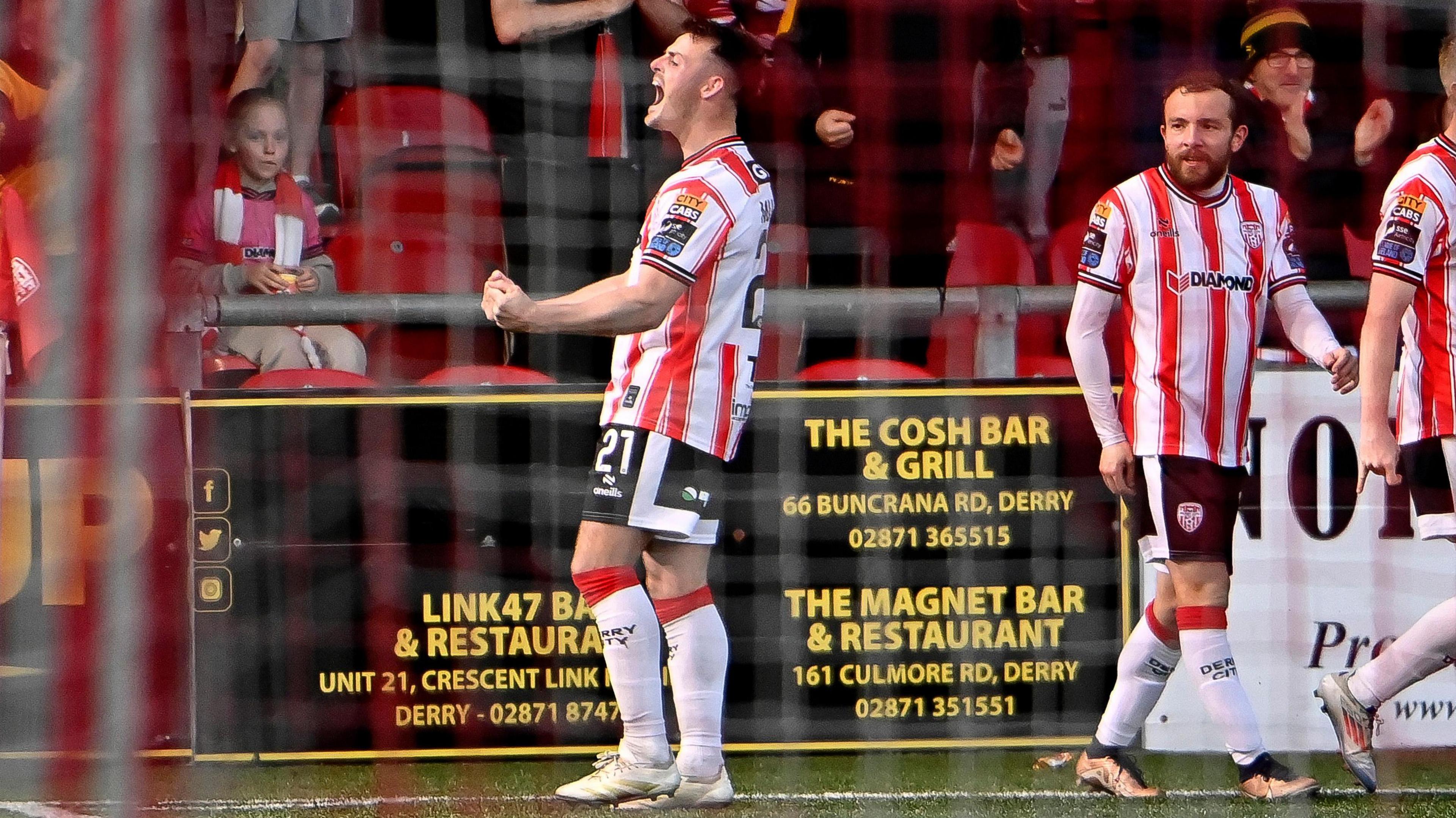 Danny Mullen celebrates scoring